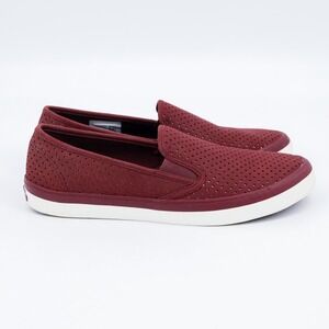 Sperry Crest Vibe Burgundy Perforated Slip On Sneakers STS84043 Womens 9.5